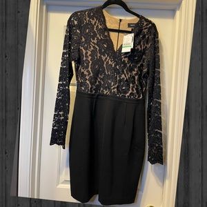 NWT Karen Kane black lace top cocktail dress